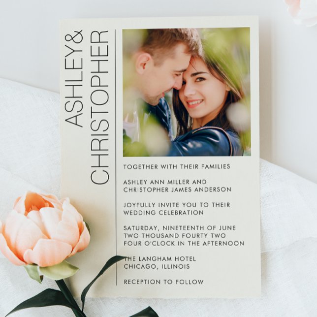 Modern Minimalist Wedding Photo Invitation (Creator Uploaded)