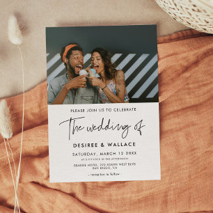 Modern minimalist wedding photo invitation