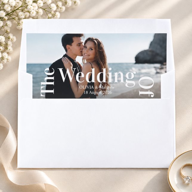 Modern Minimalist Wedding Photo Overlay Script Envelope Liner (wedding envelope liners minimalist elegant modern timeless for her modern simple)