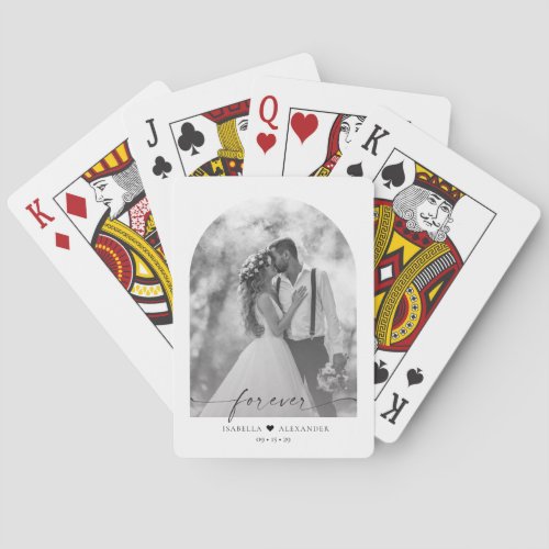 Modern Minimalist Wedding Photo Playing Cards