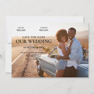 Modern minimalist wedding photo  save the date