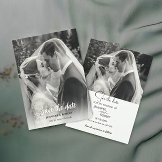 Modern Minimalist Wedding Photo Save The Date