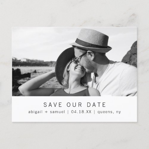 Modern Minimalist Wedding Photo Save the Date Announcement Postcard