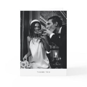 Modern Minimalist Wedding Photo Simple White Blank Thank You Card
