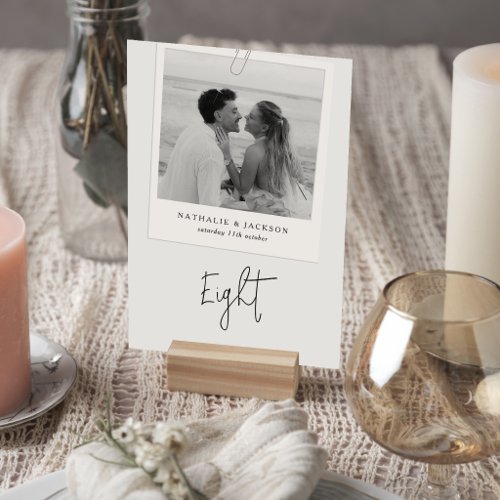 Modern Minimalist Wedding Photo Table Number
