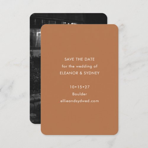 Modern Minimalist Wedding Photo Terracotta Save The Date