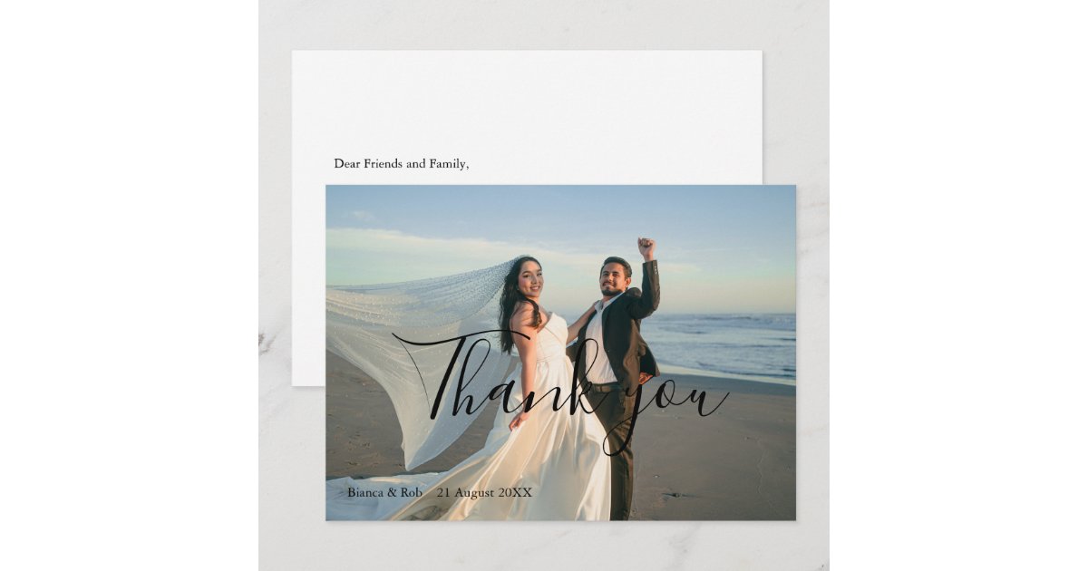 Modern Minimalist Wedding Photo Thank You Card | Zazzle