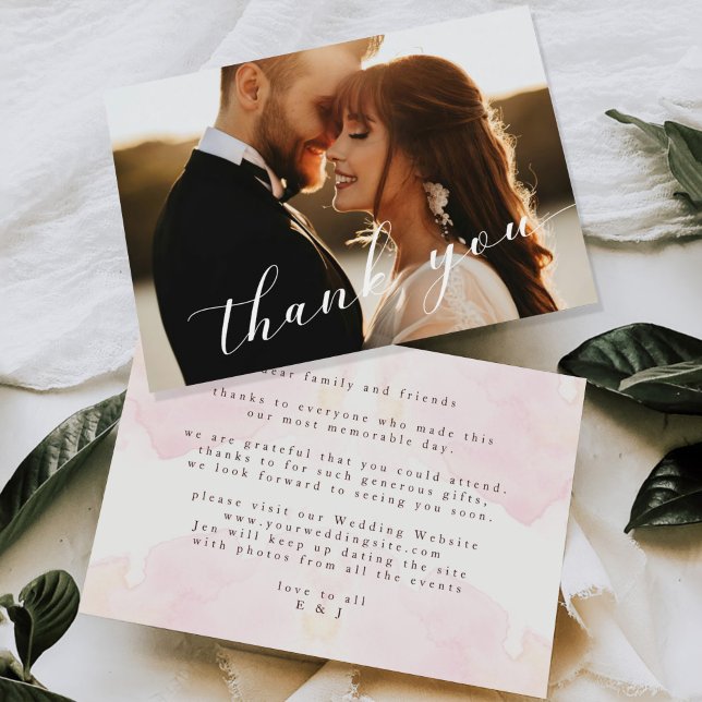 Modern Minimalist Wedding Photo Thank You Card (Creator Uploaded)