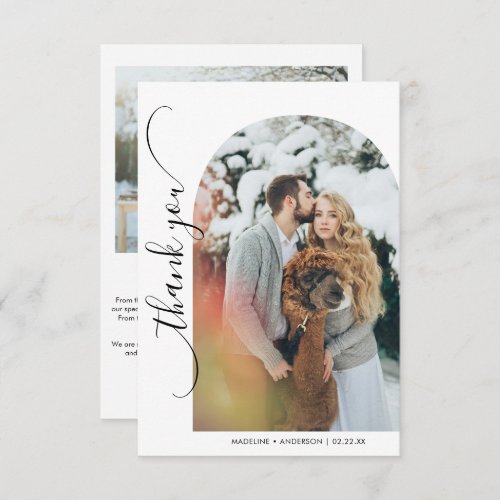 Modern Minimalist Wedding photo Thank you Card