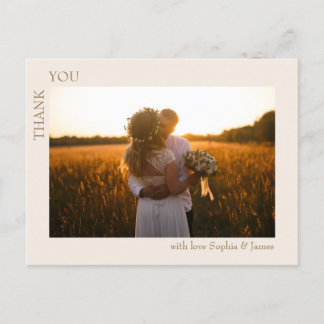 Modern Minimalist Wedding Photo Thank You Postcard