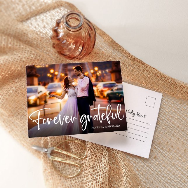 Modern Minimalist Wedding Photo Thank You   Postcard (Creator Uploaded)