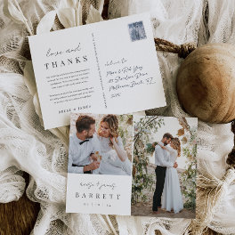Modern Minimalist Wedding Photo Thank You Postcard