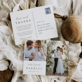 Modern Minimalist Wedding Photo Thank You Postcard