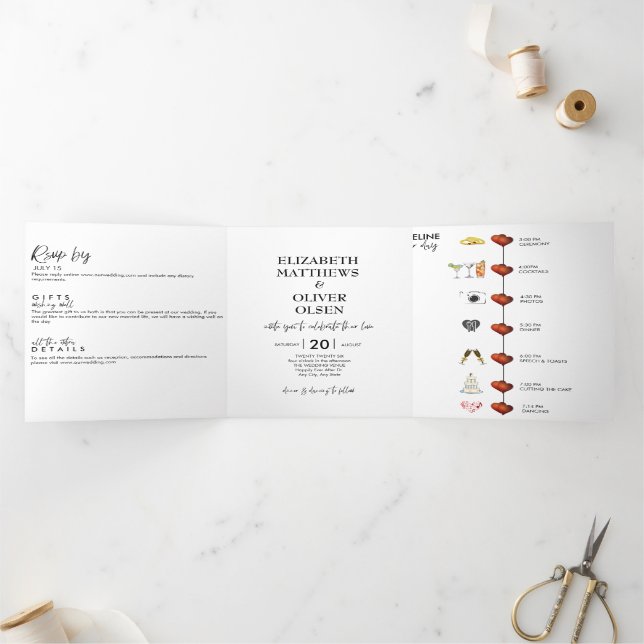  Modern Minimalist Wedding Photo Tri-Fold Invitati (Inside)