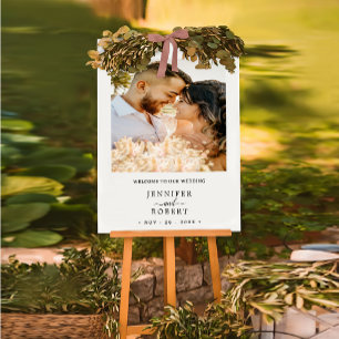Modern Minimalist Wedding Photo Welcome Sign