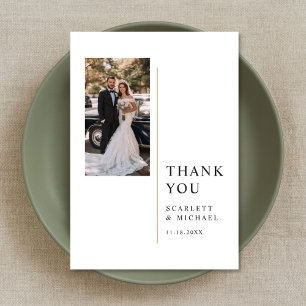 Modern Minimalist Wedding Photo With Note Thank You Card