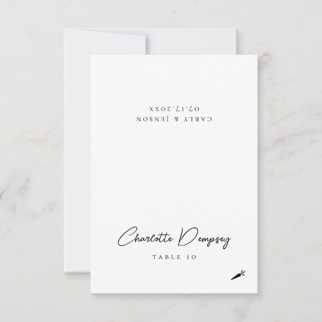 Modern Minimalist Wedding Place Card (Front)