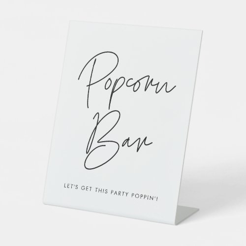 Modern Minimalist Wedding Popcorn bar Pedestal Sign