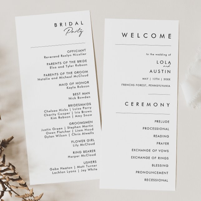 Modern Minimalist Wedding Program (Creator Uploaded)