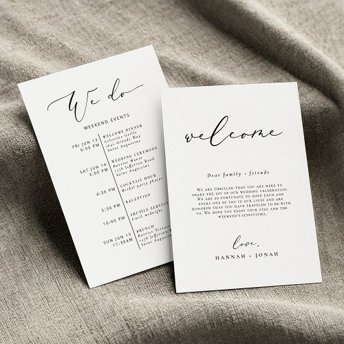 Modern Minimalist Wedding program Welcome Bag card