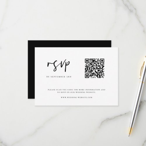 Modern Minimalist Wedding QR Code RSVP Card