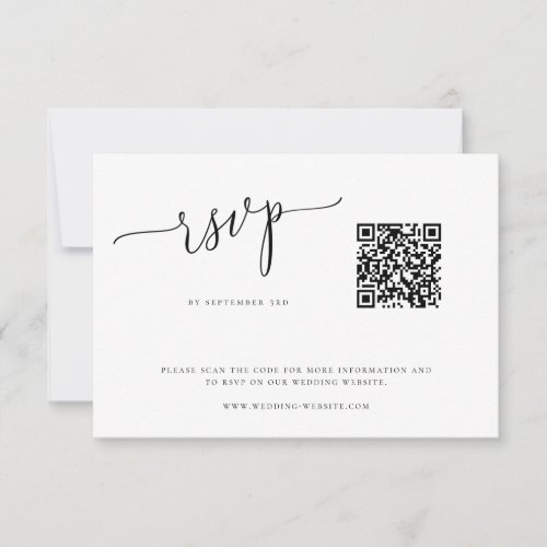Modern Minimalist Wedding QR Code RSVP Card