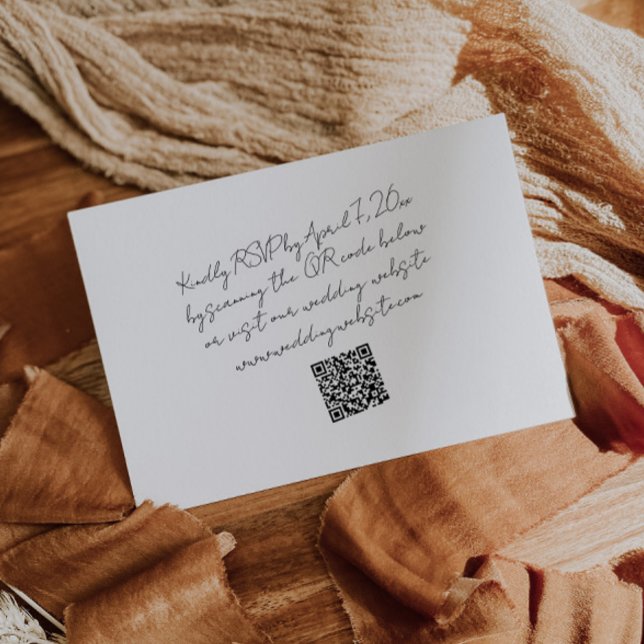 Modern Minimalist Wedding QR Code RSVP Enclosure Card (Creator Uploaded)