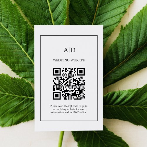 Modern Minimalist Wedding Qr Code Wedding Enclosure Card