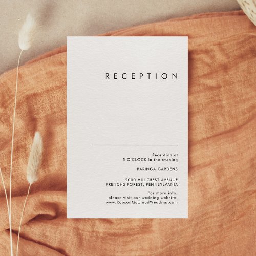 Modern Minimalist Wedding Reception Card