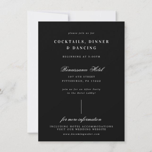 Modern Minimalist Wedding Reception Card (Front)