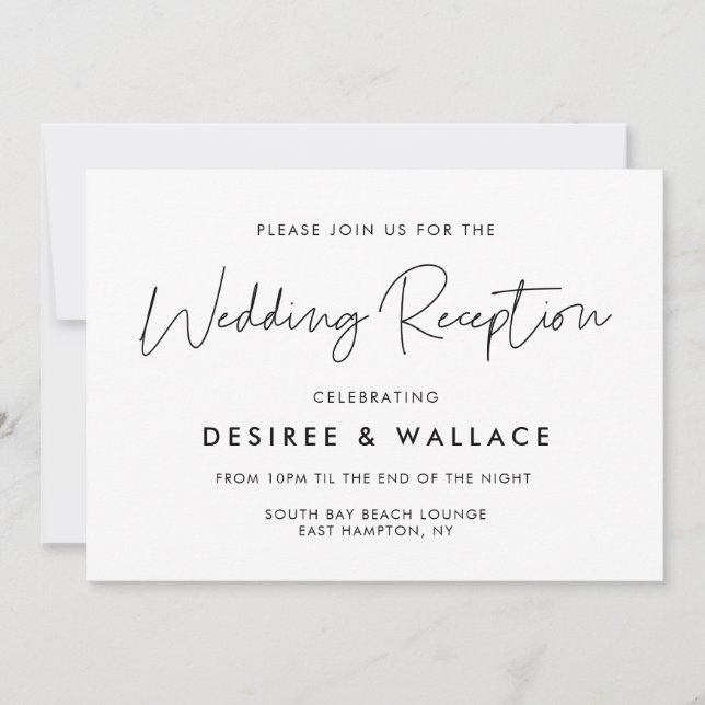 Modern minimalist wedding reception invitation (Front)