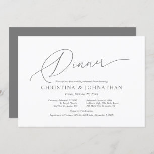 Modern Minimalist, Wedding Rehearsal and Dinner In Invitation
