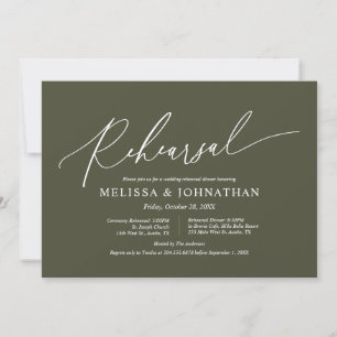 Modern Minimalist, Wedding Rehearsal and Dinner In Invitation