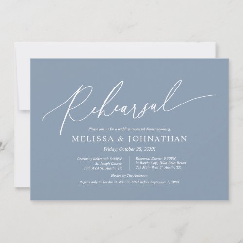 Modern Minimalist, Wedding Rehearsal and Dinner In Invitation