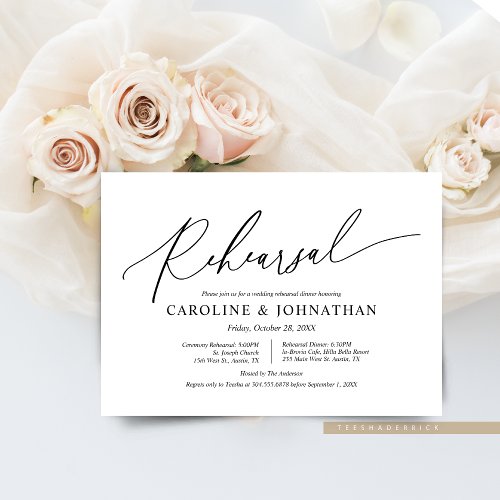 Modern Minimalist Wedding Rehearsal and Dinner Invitation