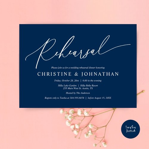 Modern Minimalist Wedding Rehearsal and Dinner Invitation