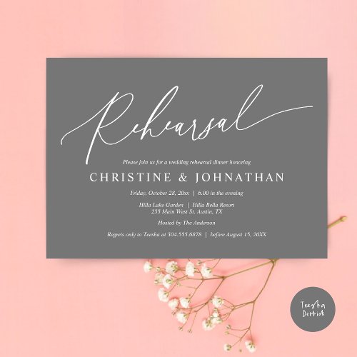 Modern Minimalist Wedding Rehearsal and Dinner Invitation