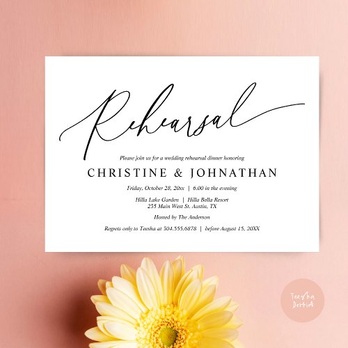 Modern Minimalist Wedding Rehearsal and Dinner Invitation