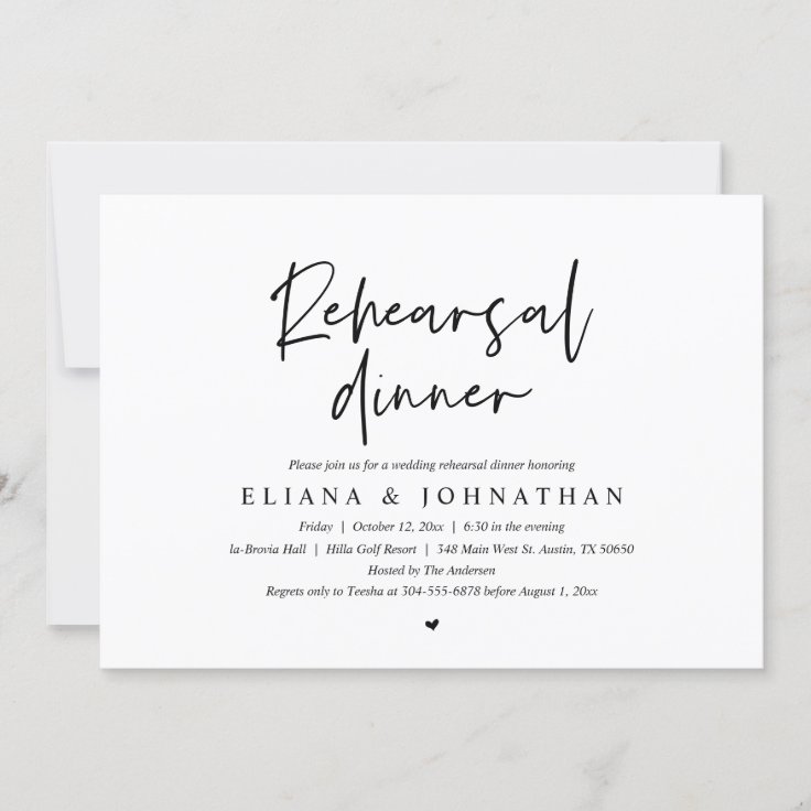 Modern Minimalist Wedding Rehearsal Dinner Invitation Zazzle