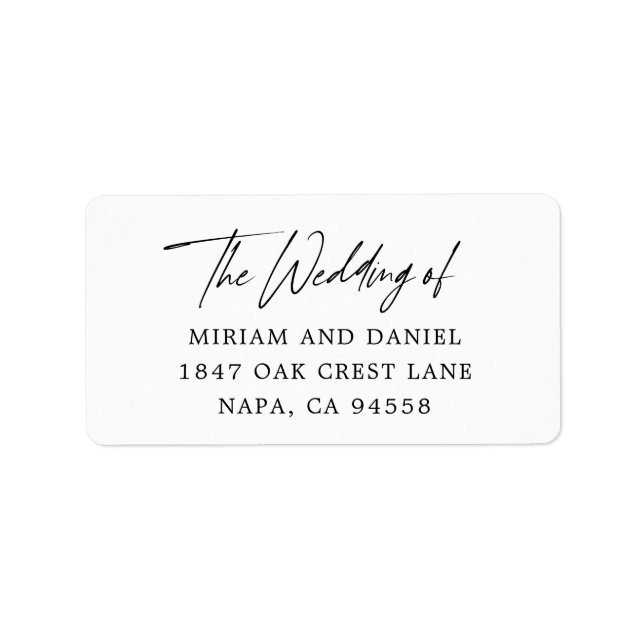 Modern Minimalist Wedding Return Address Label (Front)