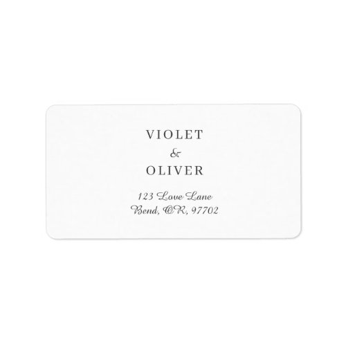 Modern Minimalist Wedding Return Address Label