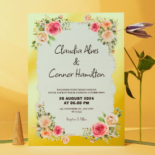 Modern & Minimalist Wedding Rose Gold Border Foil  Invitation