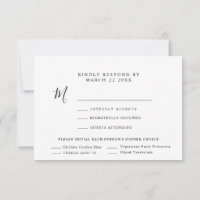 Modern Minimalist Wedding RSVP + 4 dinner choices