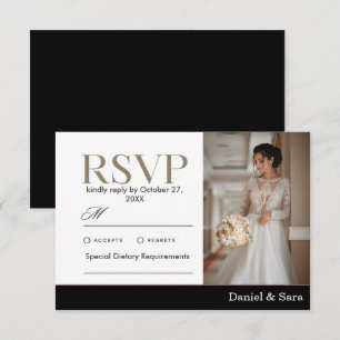 Modern Minimalist Wedding RSVP Card with Photo