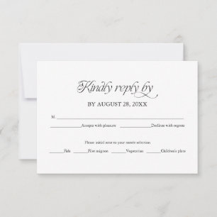 Modern Minimalist Wedding RSVP Elegant Reply Card