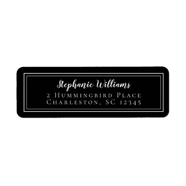 Modern Minimalist Wedding RSVP Simple Black White  Label (Front)