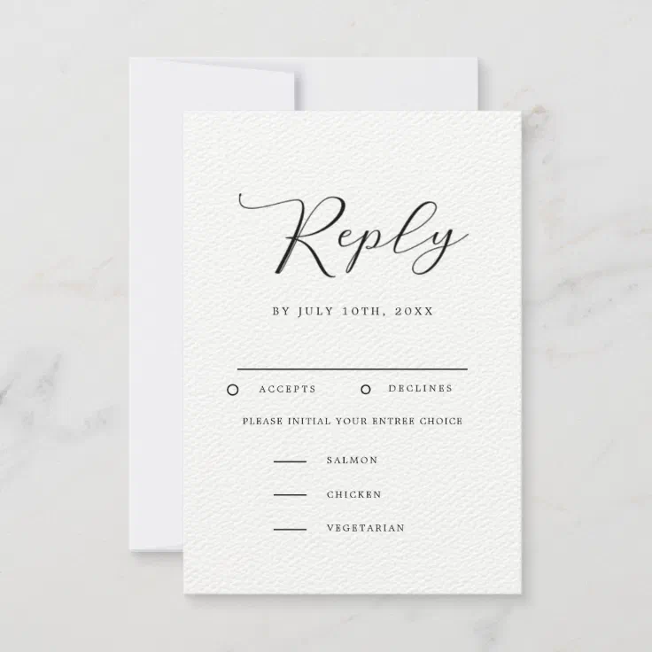 Modern Minimalist Wedding RSVP with Meal Choice | Zazzle