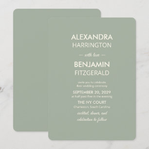 Modern Minimalist Wedding   Sage Green Timeless  Invitation