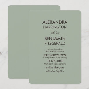 Modern Minimalist Wedding   Sage Green Timeless  Invitation