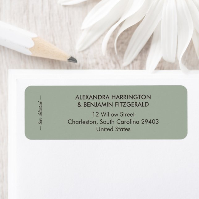 Modern Minimalist Wedding | Sage Green Timeless  Label (Insitu)